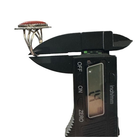 Signed C Spencer Sterling Navajo Native American Spiny Oyster Cab Ring Size 8.5 - Picture 15 of 16